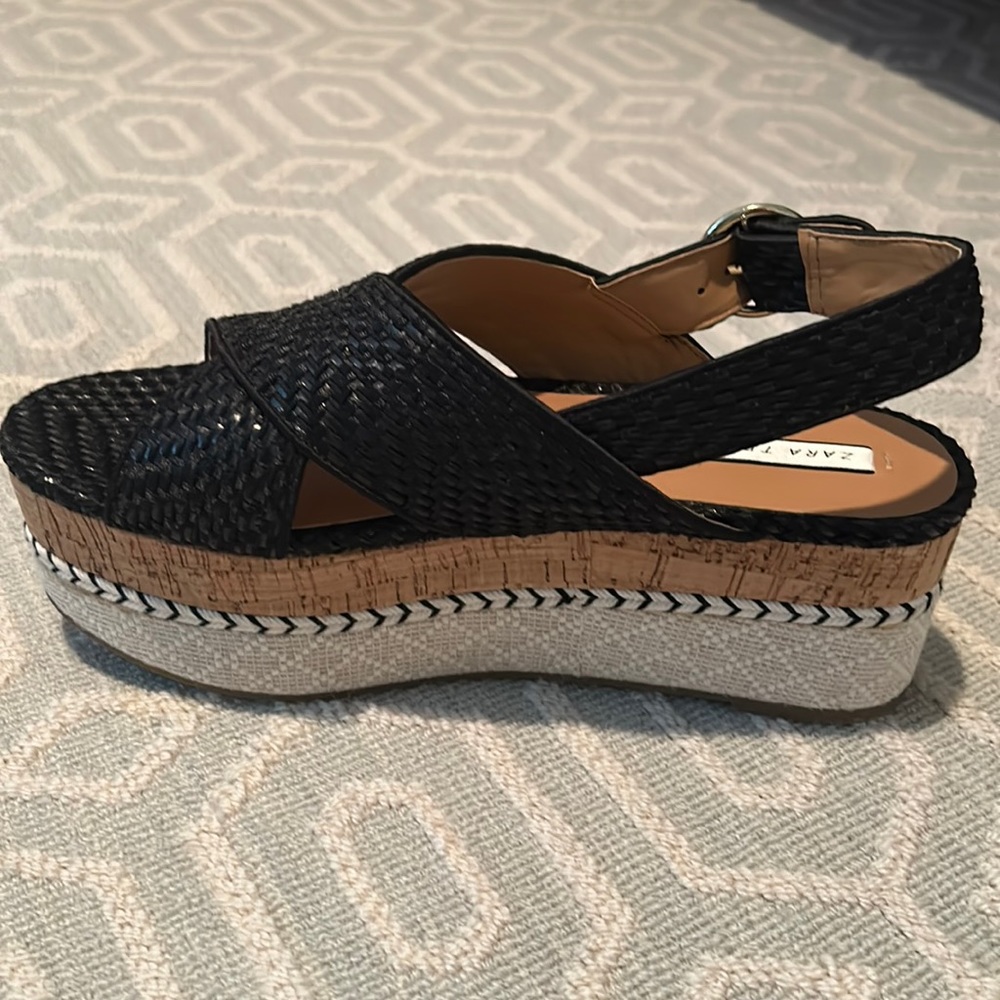 Zara collection platform sandals, black woven